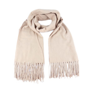 Solid colored scarf with fringe detail