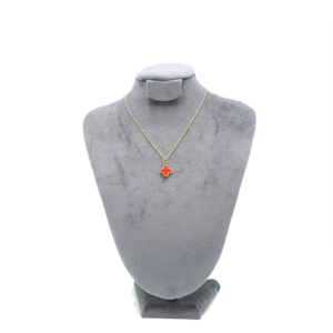 Gold Chain Red Clover Necklace