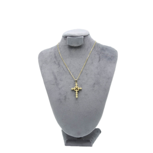 Gold Blue-Detail Cross Necklace