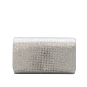 Textured evening clutch with flap closure.