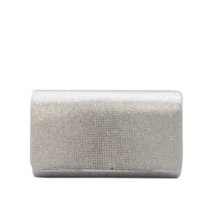 Textured evening clutch with flap closure.