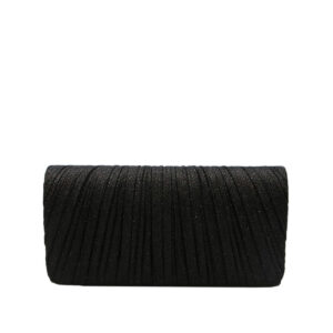 Textured evening clutch with shimmer finish.