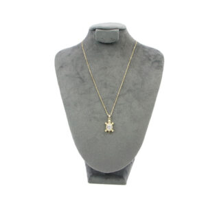 Gold stainless steel turtle pendant with crystal detail