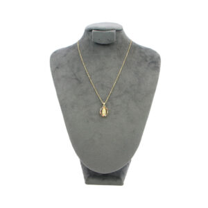 Gold necklace with multicolour halo pendant