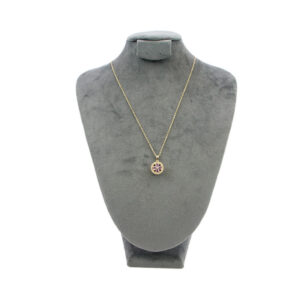 Gold plated round stone pendant necklace