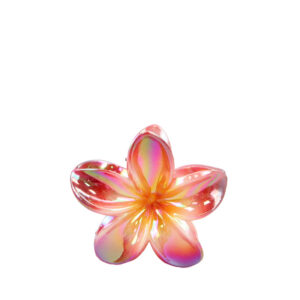 Glossy plumeria flower hair clip with a vibrant gradient finish.