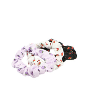 Printed fabric scrunchie with elastic hold for everyday styling.