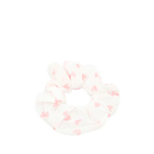 Printed fabric scrunchie with elastic hold for everyday styling.