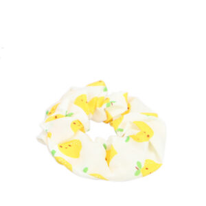 Printed fabric scrunchie with elastic hold for everyday styling.