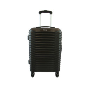 Hard shell Luggage with striped texture and smooth spinner wheels.