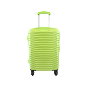 Hard shell Luggage with striped texture and smooth spinner wheels.