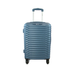 Hard shell Luggage with striped texture and smooth spinner wheels.