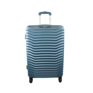 Hard shell Luggage with striped texture and smooth spinner wheels.