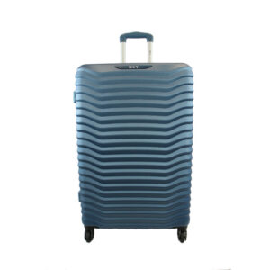 Hard shell Luggage with striped texture and smooth spinner wheels.