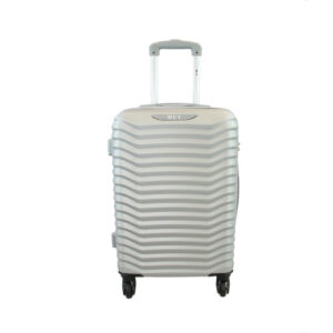 Hard shell Luggage with striped texture and smooth spinner wheels.