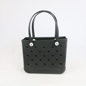 Beach tote bag with perforated design and structured base for easy carry.