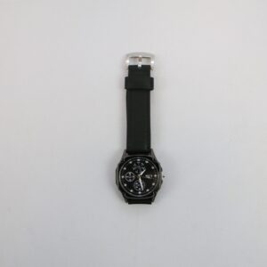 Classic mens watch with leather strap and clean dial design.