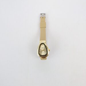 Teardrop dial wrist watch with stone hour markers and classic strap for everyday wear.