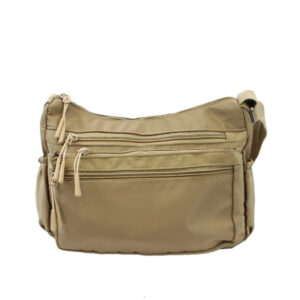 Multi-pocket crossbody bag with zip compartments and adjustable strap for practical everyday use.