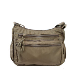 Multi-pocket crossbody bag with zip compartments and adjustable strap for practical everyday use.
