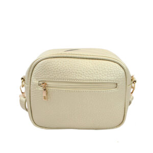 Crossbody bag with compact structured design, front zip pocket and top zip closure for everyday use.