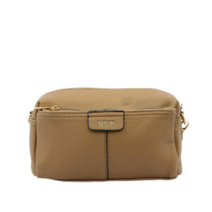 Crossbody bag with structured compact design, top zip closure and front stitched detail for everyday use.