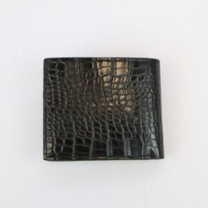 Crocodile texture bifold wallet with classic slim pocket design.