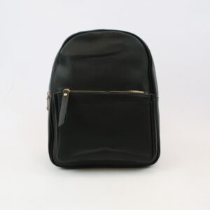 Compact structured women?s backpack with front zip pocket and adjustable shoulder straps for everyday use.