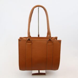 Structured tote handbag with double top handles and spacious interior for everyday use.