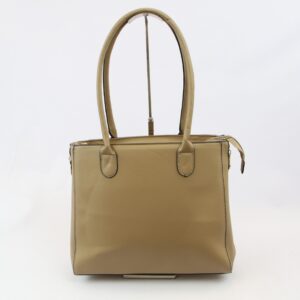 Shoulder bag with sleek structured design, double top handles and zip closure for everyday or office use.
