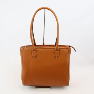 Shoulder bag with sleek structured design, double top handles and zip closure for everyday or office use.