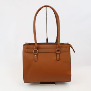 Shoulder bag with structured design, double top handles and spacious interior for everyday or office use.
