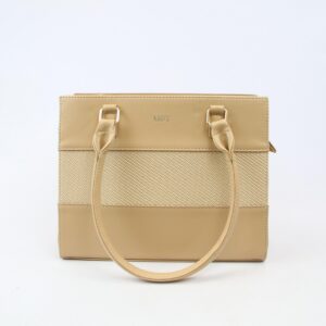 Shoulder bag with structured panel design, double top handles and spacious interior for everyday use.