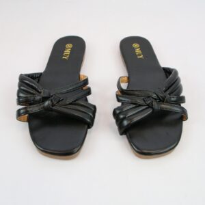 Twisted strap design with a cushioned flat footbed sandal