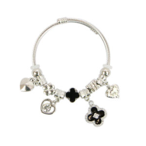 Silver charm bracelet with heart details