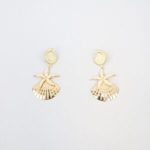 Sea themed drop earrings mixed textured details.