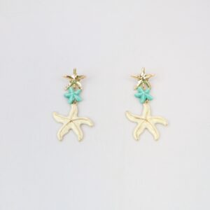 Sea themed drop earrings with textured details.