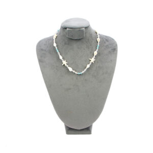 Adjustable sea design necklace with shell and bead details.