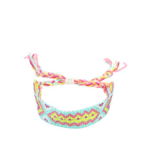 Woven adjustable bracelet with multicolor thread design for casual everyday wear.