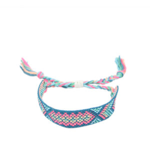 Woven adjustable bracelet with multicolor thread design for casual everyday wear.