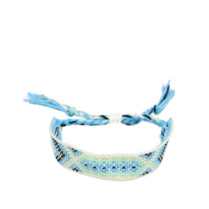 Woven adjustable bracelet with multicolor thread design for casual everyday wear.