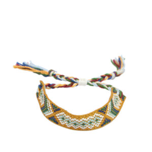 Woven adjustable bracelet with multicolor thread design for casual everyday wear.
