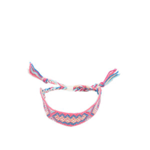 Woven adjustable bracelet with multicolor thread design for casual everyday wear.