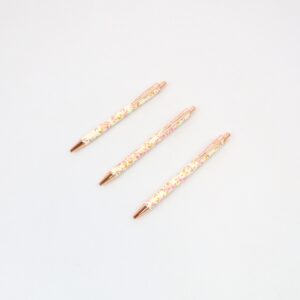 Floral print metal ballpoint pen.