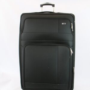 Large expandable soft suitcase with smooth rolling wheels