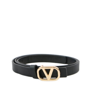Slim womens belt with classic buckle and adjustable fit for everyday wear.