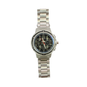 Stainless steel mens watch with bold dial and multi-function look.