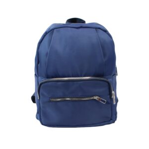 Compact backpack with front zip pocket and adjustable straps for everyday use.