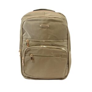 Spacious backpack with multiple zip compartments and adjustable straps for daily and travel use.