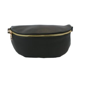 Bumbag with curved compact design and top zip closure for everyday use.